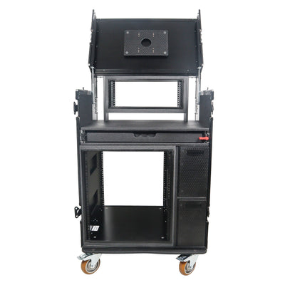 ProX Mobile AV Broadcasting Streaming Recording Studio Workstation Case with 4U Top 12U Bottom Black Finish