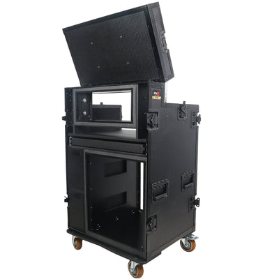 ProX Mobile AV Broadcasting Streaming Recording Studio Workstation Case with 4U Top 12U Bottom Black Finish