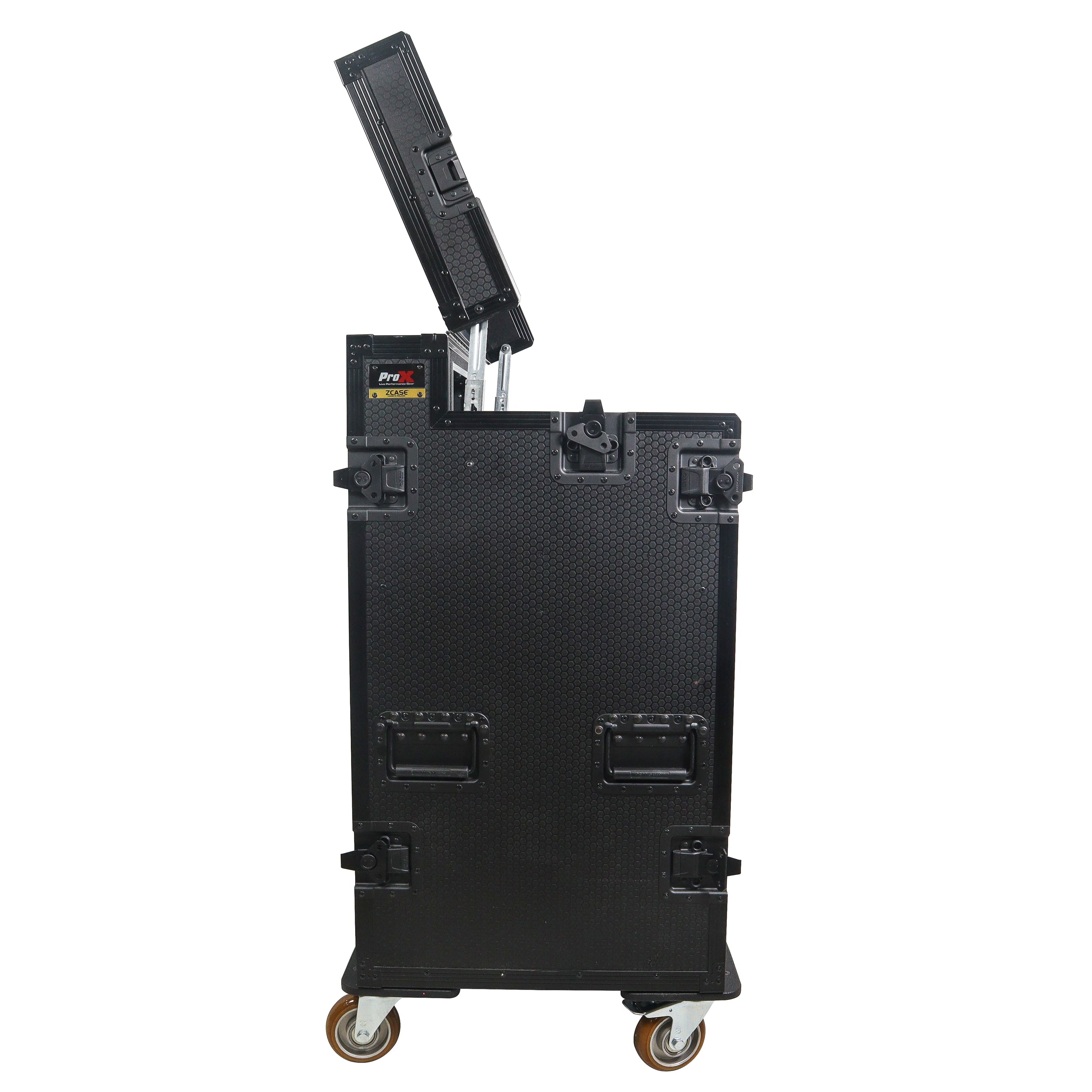 ProX Mobile AV Broadcasting Streaming Recording Studio Workstation Case with 4U Top 12U Bottom Black Finish