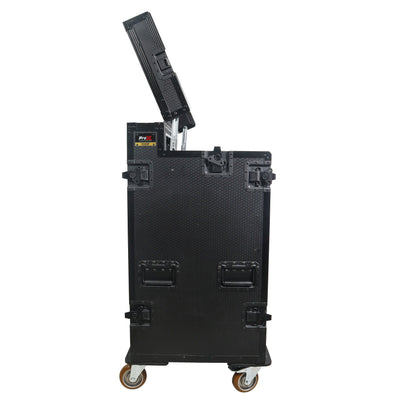 ProX Mobile AV Broadcasting Streaming Recording Studio Workstation Case with 4U Top 12U Bottom Black Finish