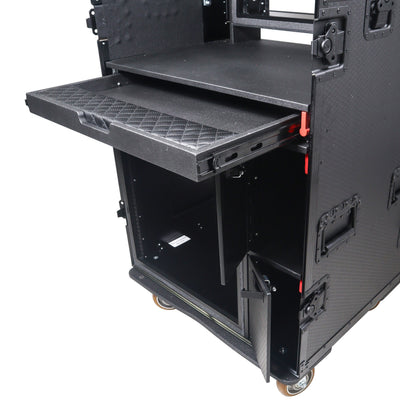 ProX Mobile AV Broadcasting Streaming Recording Studio Workstation Case with 4U Top 12U Bottom Black Finish