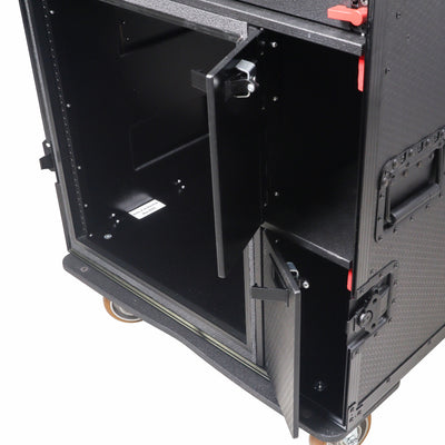ProX Mobile AV Broadcasting Streaming Recording Studio Workstation Case with 4U Top 12U Bottom Black Finish