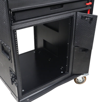 ProX Mobile AV Broadcasting Streaming Recording Studio Workstation Case with 4U Top 12U Bottom Black Finish
