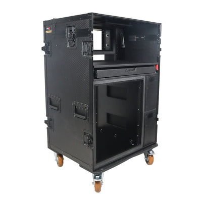 ProX Mobile AV Broadcasting Streaming Recording Studio Workstation Case with 4U Top 12U Bottom Black Finish
