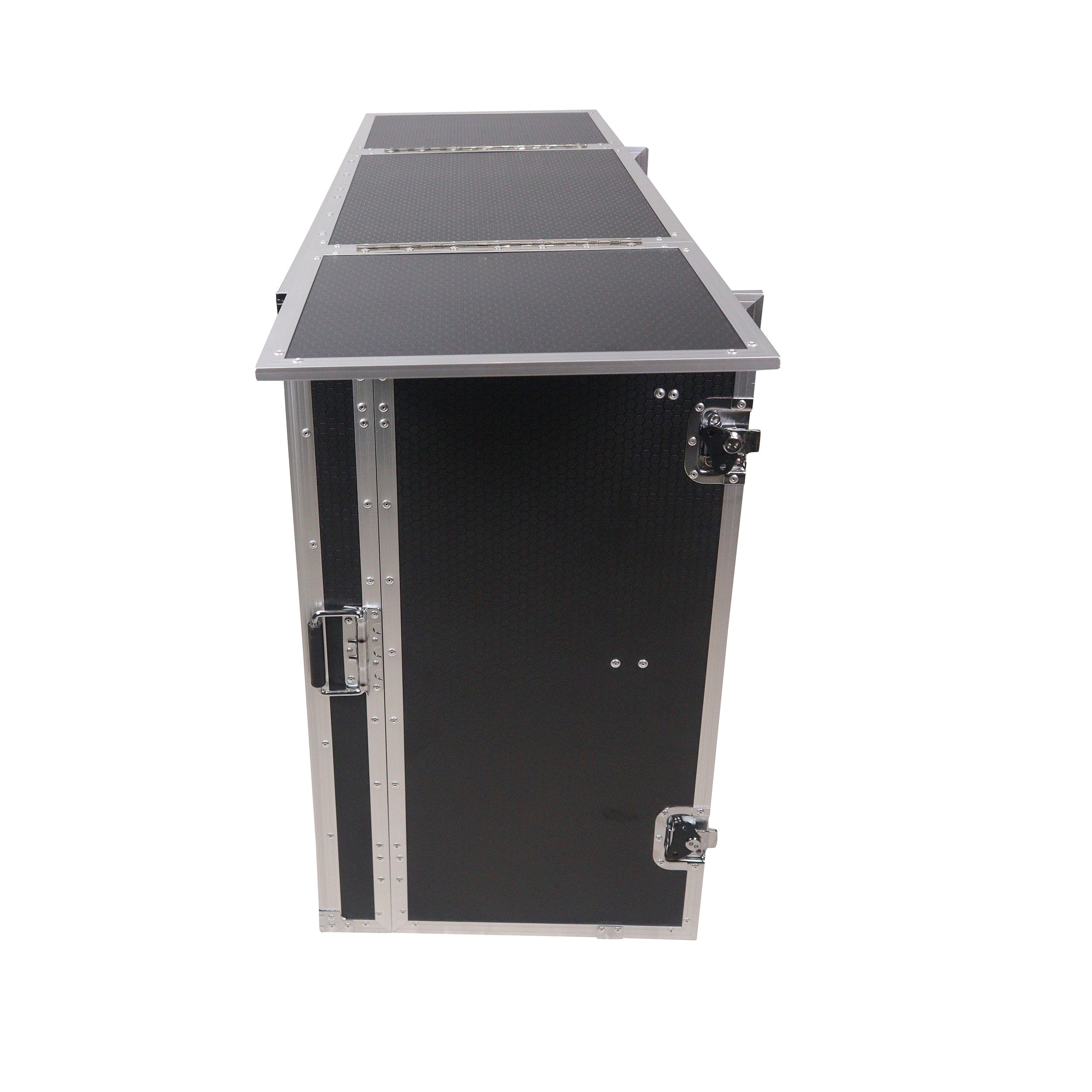 ProX Transformer Flight Case Style Folding DJ Table and Workstation with Smooth Rolling Wheels