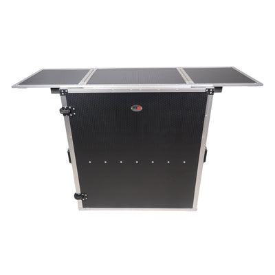 ProX Transformer Flight Case Style Folding DJ Table and Workstation with Smooth Rolling Wheels