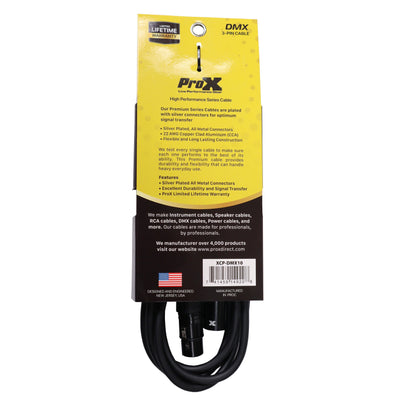ProX 10 Ft. DMX XLR3-M to XLR3-F Premium Cable
