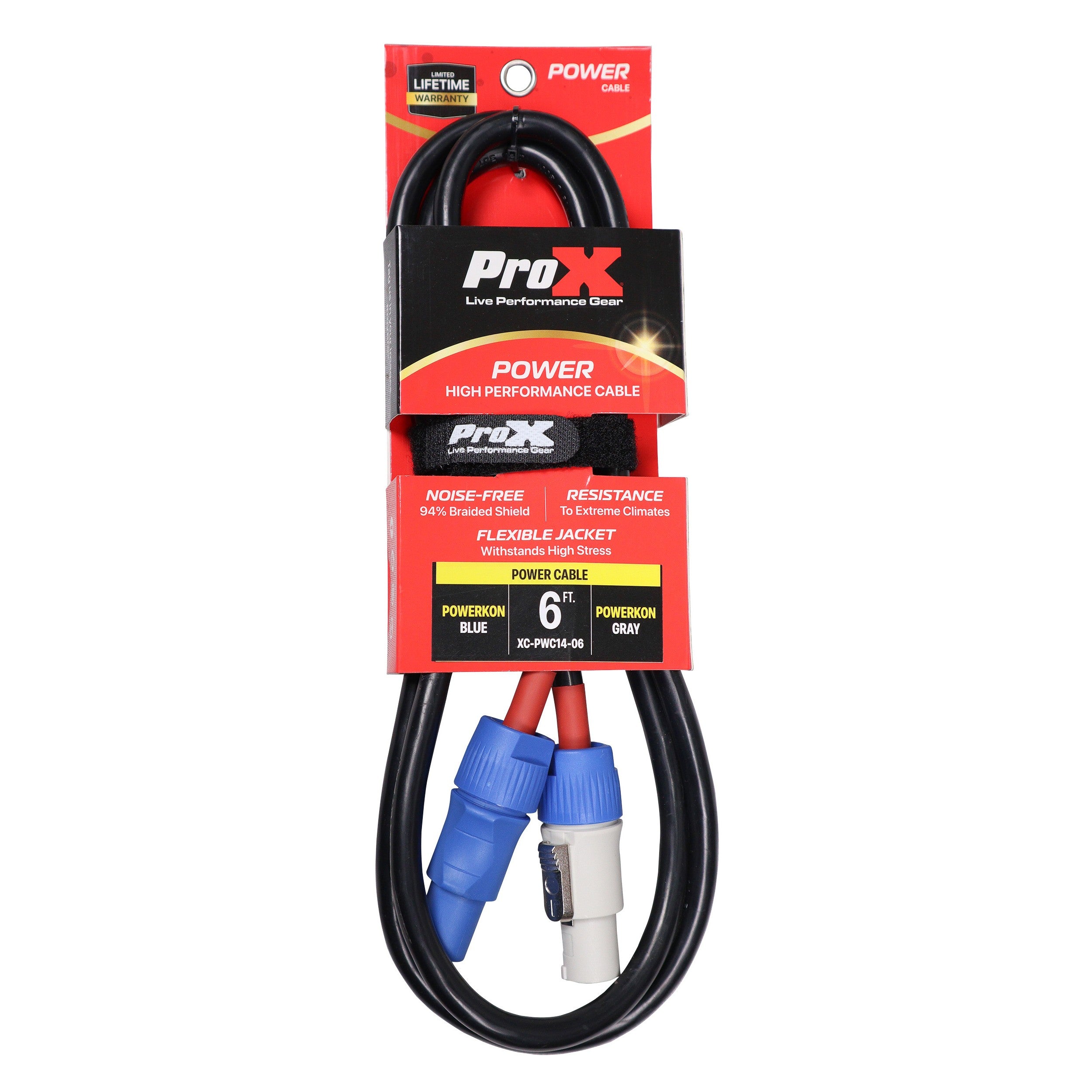 ProX 6 Ft. 14 AWG High Performance Link Grey Male to Blue Male for Power Connection compatible devices