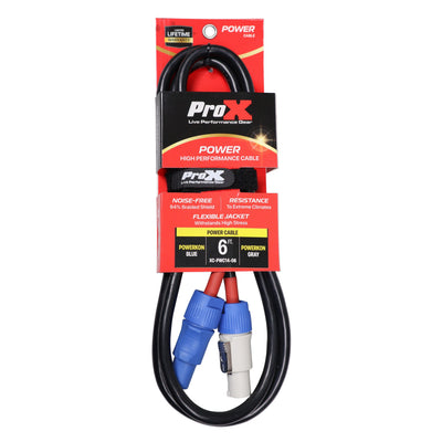 ProX 6 Ft. 14 AWG High Performance Link Grey Male to Blue Male for Power Connection compatible devices