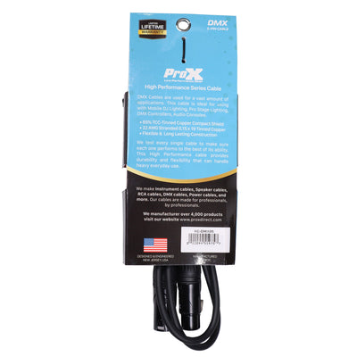 ProX 5 Ft. High Performance DMX Male 3-Pin to DMX Female 3-Pin Coupler Patch Cable