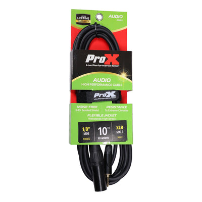 ProX 10 Ft. Unbalanced 1/8" (3.5mm) TRS-M Mini to XLR3-M High Performance Audio Cable