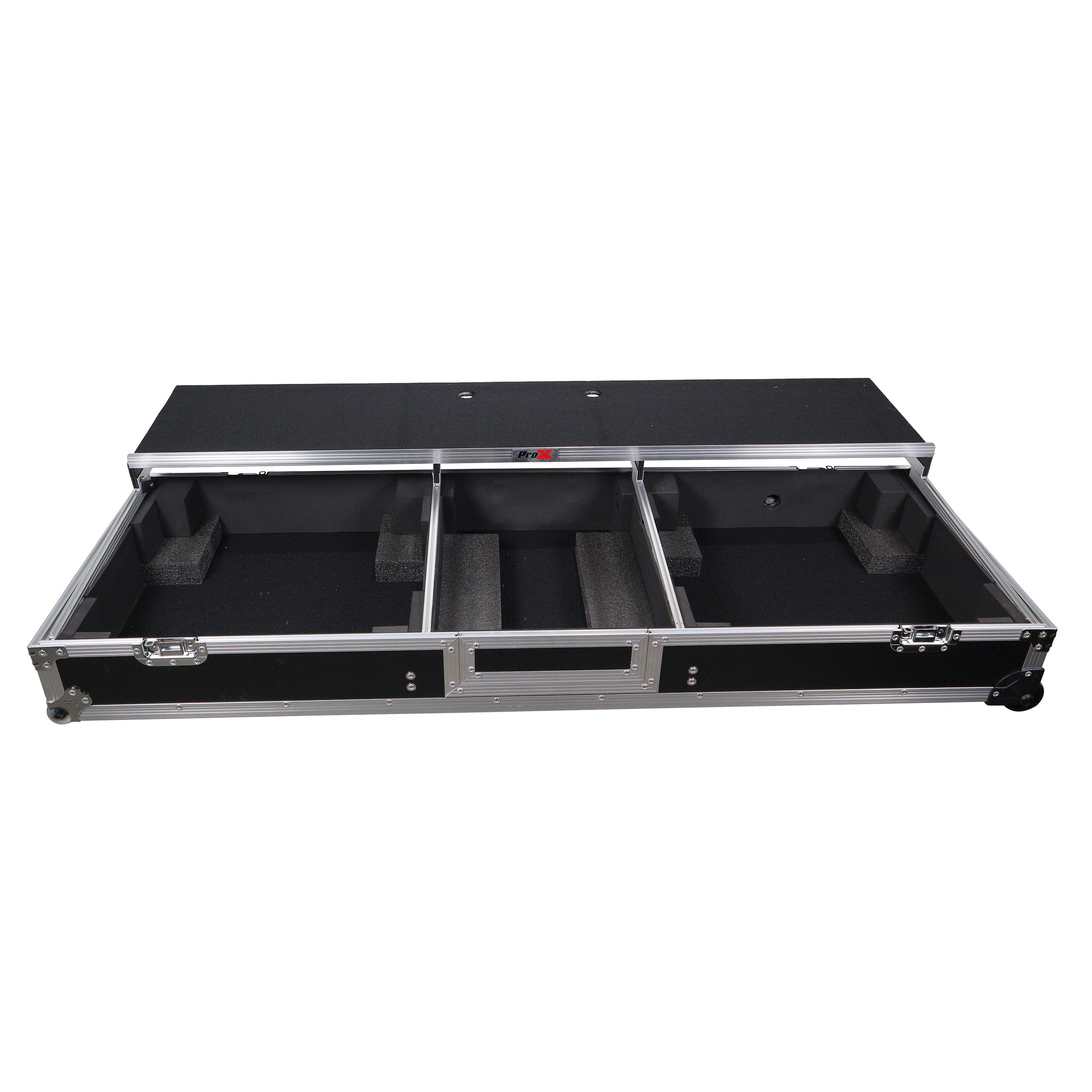 ProX DJ Coffin Flight Case for (2) 1200 Style Turntables 10-inch 12-inch Mixers with Sliding Laptop Shelf and