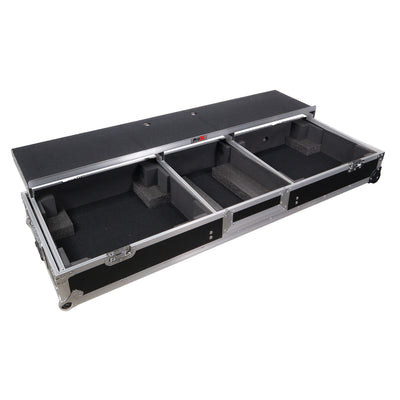 ProX DJ Coffin Flight Case for (2) 1200 Style Turntables 10-inch 12-inch Mixers with Sliding Laptop Shelf and