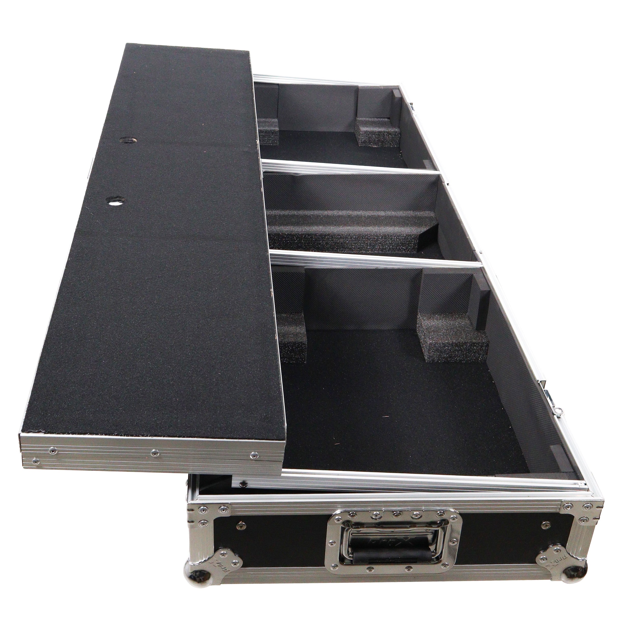 ProX DJ Coffin Flight Case for (2) 1200 Style Turntables 10-inch 12-inch Mixers with Sliding Laptop Shelf and