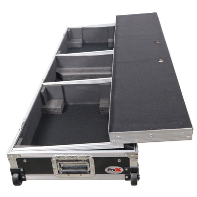 ProX DJ Coffin Flight Case for (2) 1200 Style Turntables 10-inch 12-inch Mixers with Sliding Laptop Shelf and