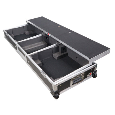 ProX DJ Coffin Flight Case for (2) 1200 Style Turntables 10-inch 12-inch Mixers with Sliding Laptop Shelf and