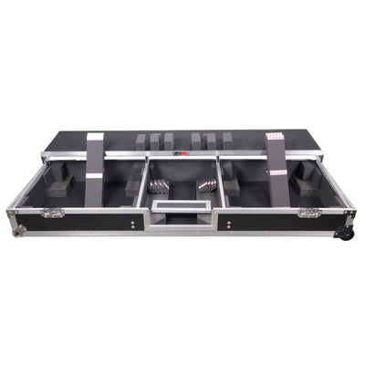 ProX DJ Coffin Flight Case for (2) 1200 Style Turntables 10-inch 12-inch Mixers with Sliding Laptop Shelf and