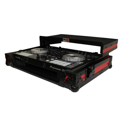 ProX ATA Flight Case For Pioneer DDJ-SR2 DJ Controller with Laptop Shelf and LED - Black Red
