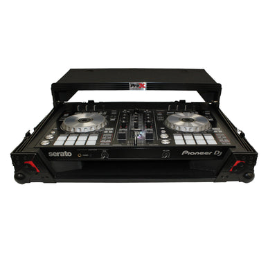 ProX ATA Flight Case For Pioneer DDJ-SR2 DJ Controller with Laptop Shelf and LED - Black Red