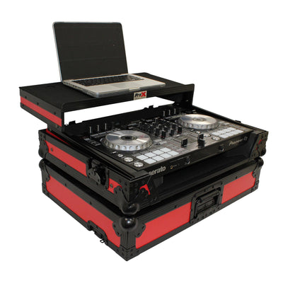 ProX ATA Flight Case For Pioneer DDJ-SR2 DJ Controller with Laptop Shelf and LED - Black Red