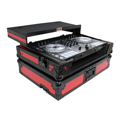 ProX ATA Flight Case For Pioneer DDJ-SR2 DJ Controller with Laptop Shelf and LED - Black Red