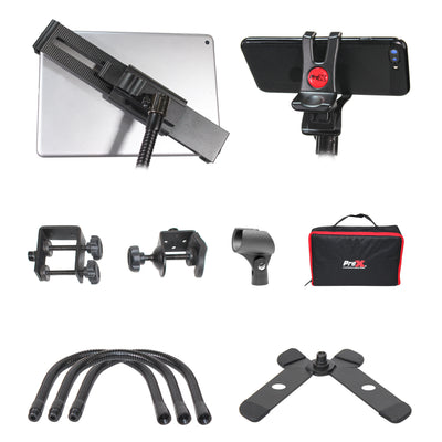 ProX Mobi Buddy Hands Free Tablet Mobile Device Clip Kit DJ Cellphone holder Selfie Stick Table Stand Tripod Clamp and Case