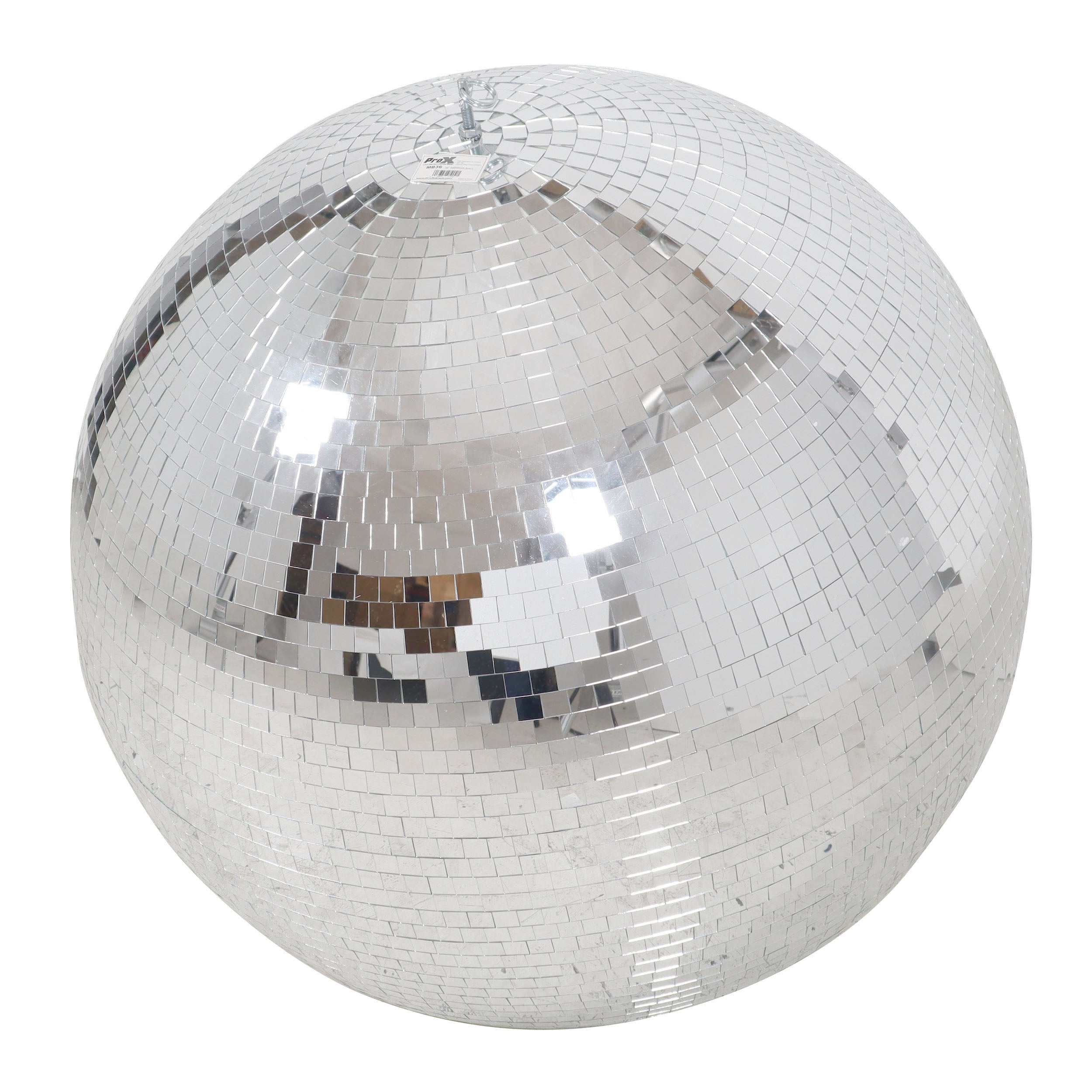 ProX 36" Mirror Disco Ball with 3/4" Glass Tiles | Bright Silver Reflective DJ Sphere with Hanging Ring