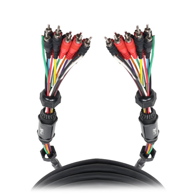ProX 100' ft 10 RCA Channel + 3 Power Cable for Marine and Car Audio - Medusa Style Cable