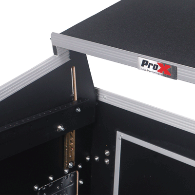 ProX 18U Vertical Rack Mount Flight Case with 10U Top for Mixer Combo Amp Rack with Laptop Shelf and Caster Wheels