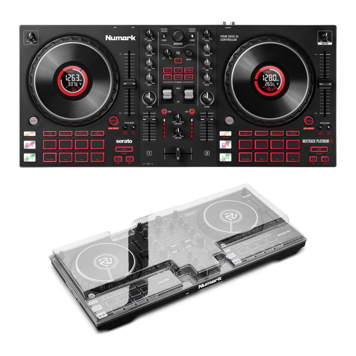 Numark Mixtrack Platinum FX + Decksaver DSLE-PC-MTPFX Cover Bundle
