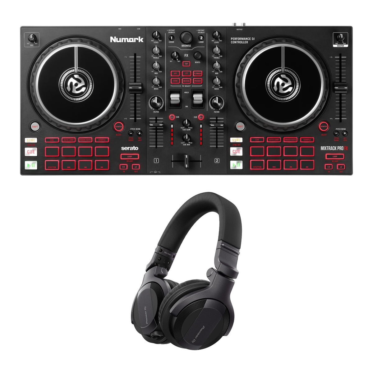 Numark Mixtrack Pro FX + Pioneer DJ HDJ-CUE1 Headphones Bundle