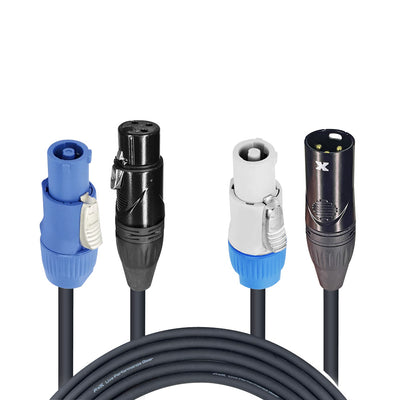ProX 5' Ft Dual 14AWG Powerkon to Dual DMX Combo Link Jumper Cable