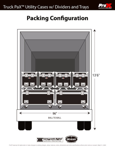 ProX TruckPax Utility ATA Flight Case Truck Storage Road Case with Dividers Tray and 4" in casters – 24"x30"x30" Ext