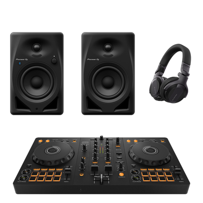 Pioneer DJ DDJ-FLX4 "DJ Starter Bundle" with DM-40D-BT Monitors and HDJ-CUE1 Headphones
