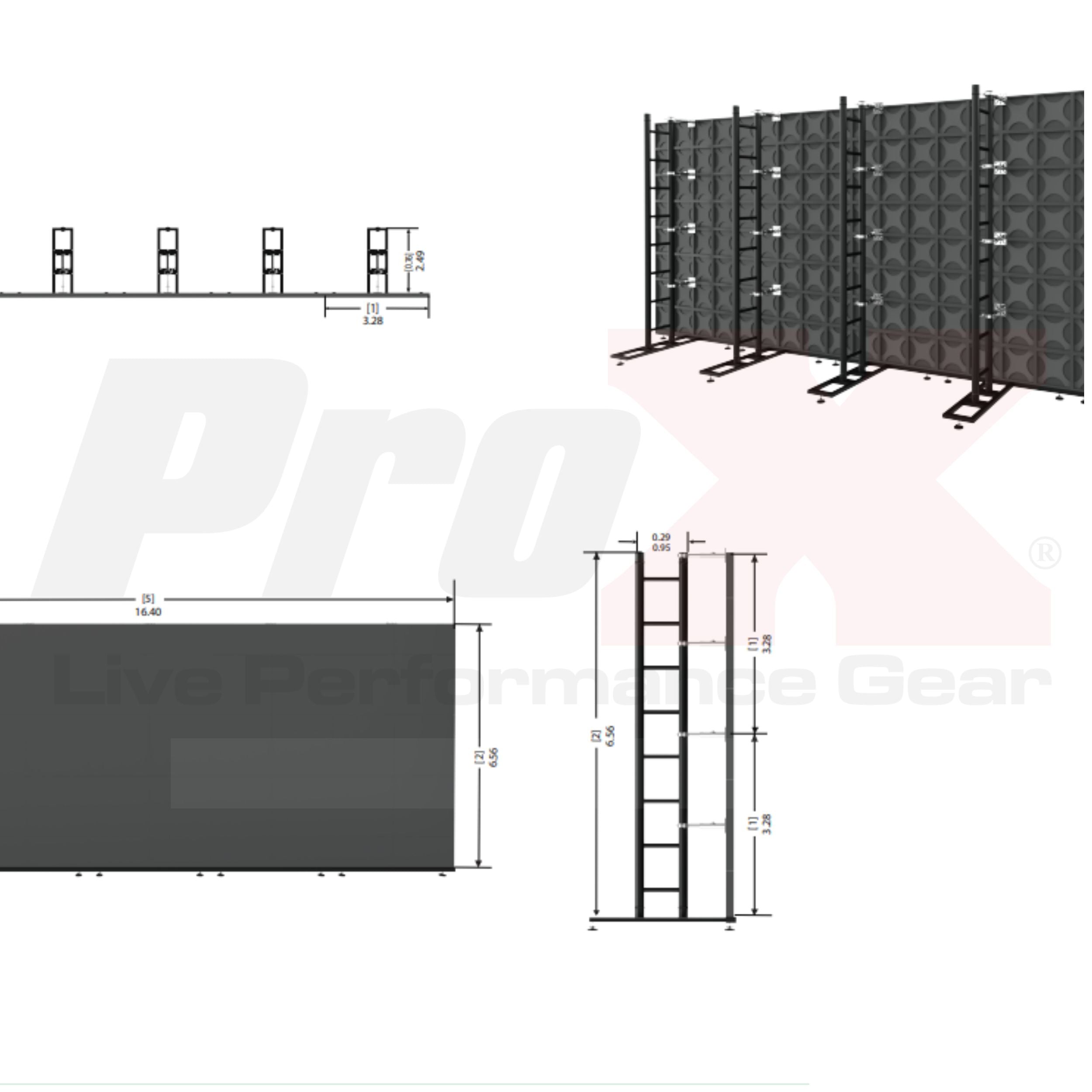 ProX LED Video Display Panel Ground Support System Package 5M/16.40FT Width x 2.0M/6.56FT Height in Black