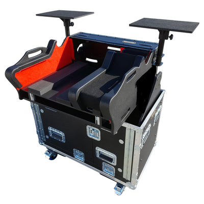 ProX XZF-YDM7EX2UDLMA - Estuche para consola listo para usar con Yamaha DM7-EX con brazo hidráulico desmontable de fácil elevación para laptop y monitor, y ruedas con bloqueo automático