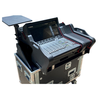 ProX XZF-YDM7EX2UDLMA - Estuche para consola listo para usar con Yamaha DM7-EX con brazo hidráulico desmontable de fácil elevación para laptop y monitor, y ruedas con bloqueo automático