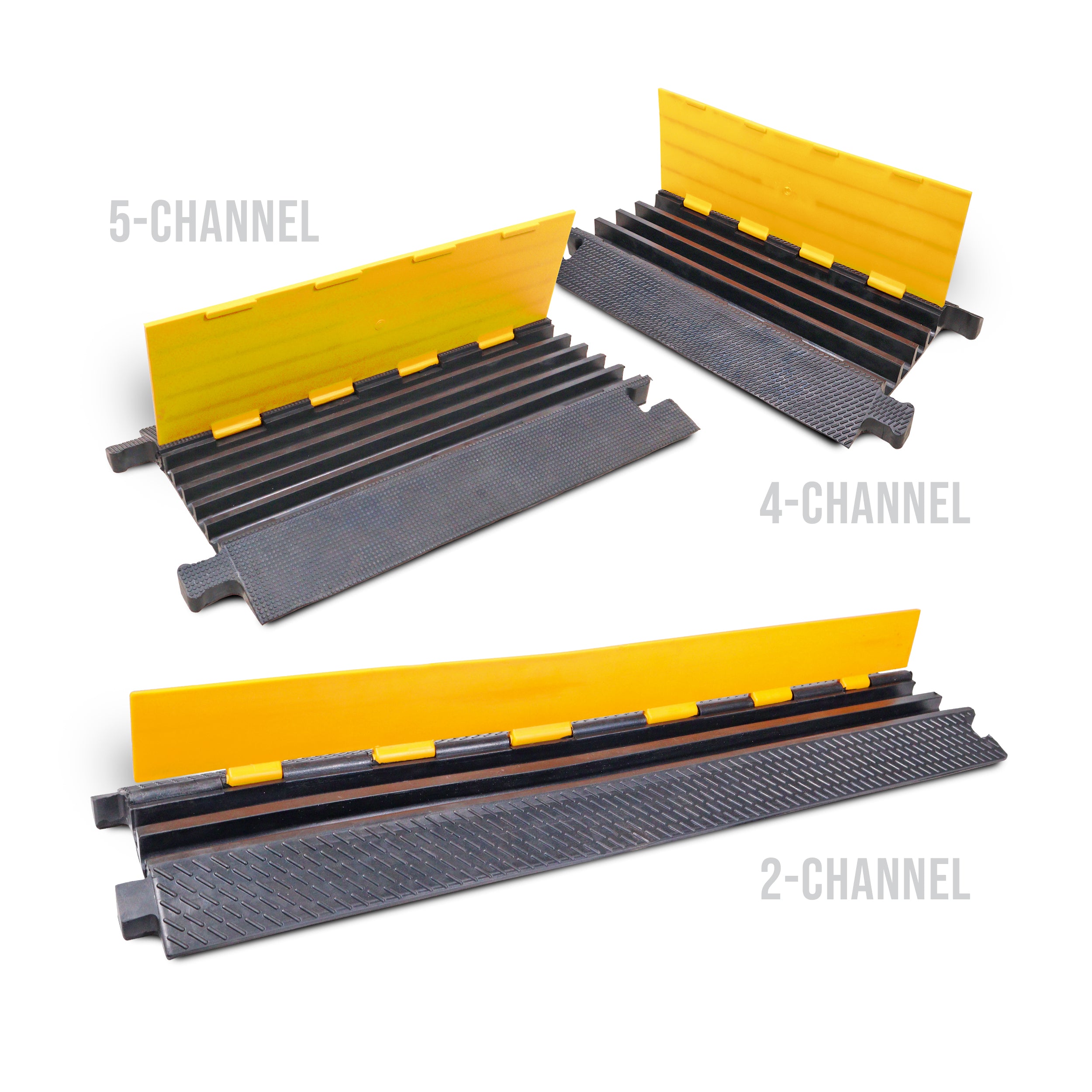 ProX 4-Channel Rubber Cable Protector Ramp Speed Bump Cover Indoor Outdoor – Supports up to 60 Tons