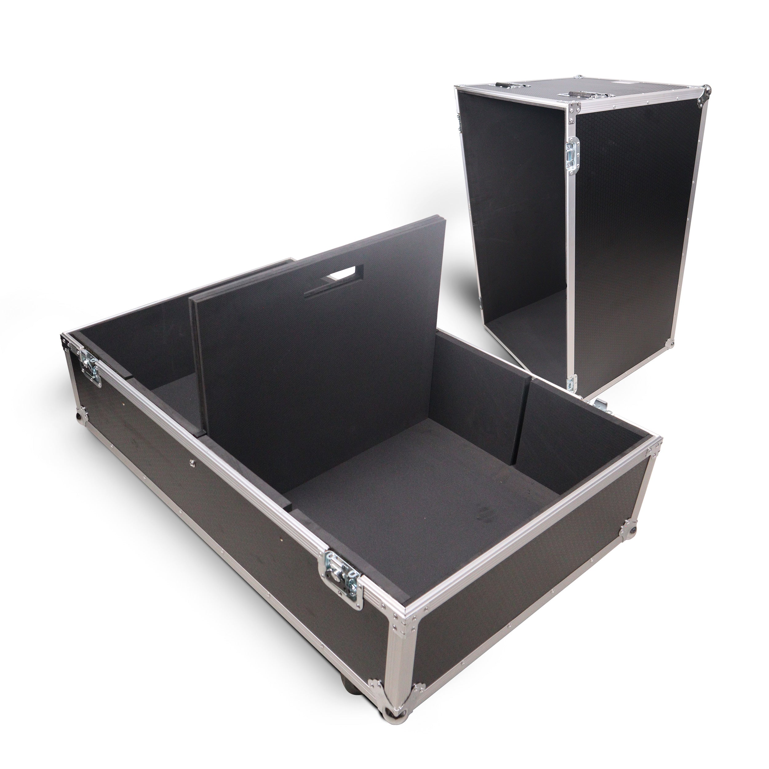ProX Universal ATA Dual Speaker Flight Case for 2x RCF NX12-SMA Turbosound TFM122m Speaker and similar sizes 23x18x13 in.