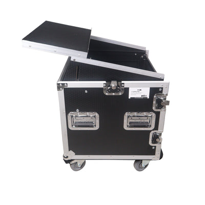 ProX 10U Vertical Rack Mount Flight Case with 10U Top for Mixer Combo Amp Rack with Laptop Shelf and Caster Wheels