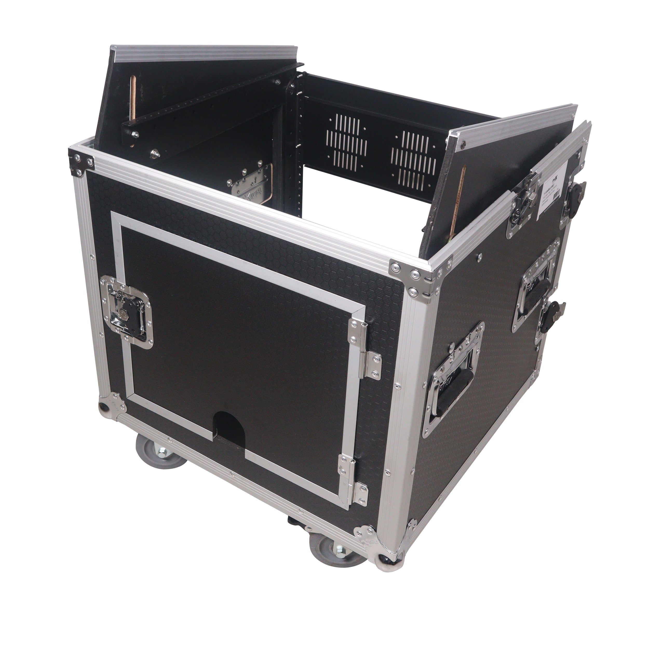 ProX 10U Vertical Rack Mount Flight Case with 10U Top for Mixer Combo Amp Rack with Caster Wheels