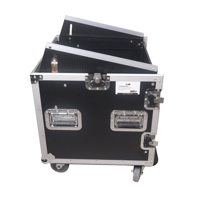 ProX 12U Vertical Rack Mount Flight Case with 10U Top for Mixer Combo Amp Rack with Caster Wheels