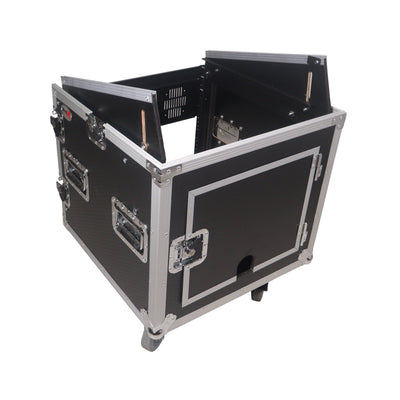 ProX 12U Vertical Rack Mount Flight Case with 10U Top for Mixer Combo Amp Rack with Caster Wheels