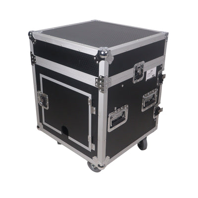 ProX 12U Vertical Rack Mount Flight Case with 10U Top for Mixer Combo Amp Rack with Caster Wheels