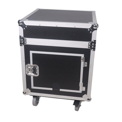 ProX 12U Vertical Rack Mount Flight Case with 10U Top for Mixer Combo Amp Rack with Caster Wheels