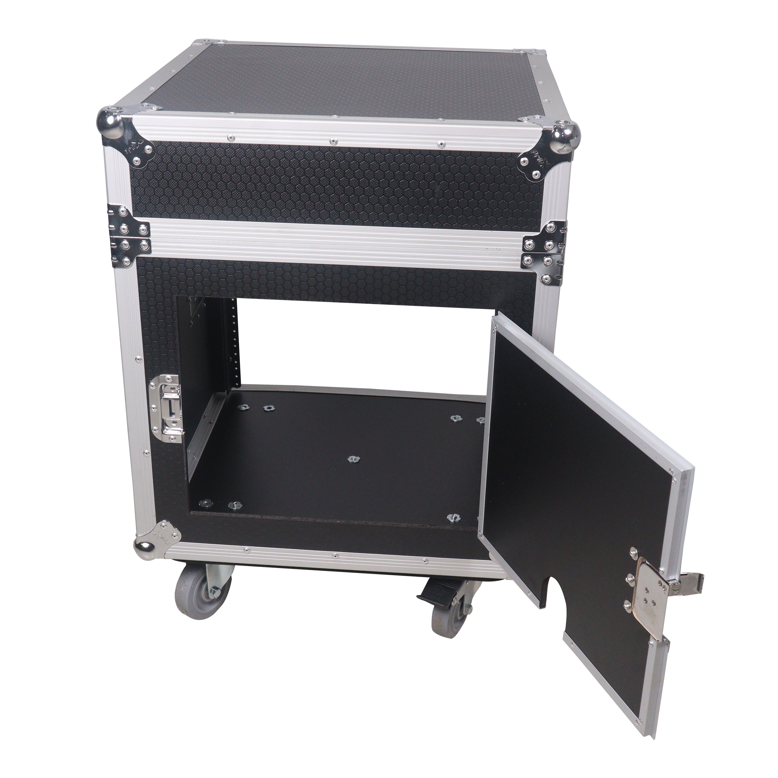 ProX 12U Vertical Rack Mount Flight Case with 10U Top for Mixer Combo Amp Rack with Caster Wheels