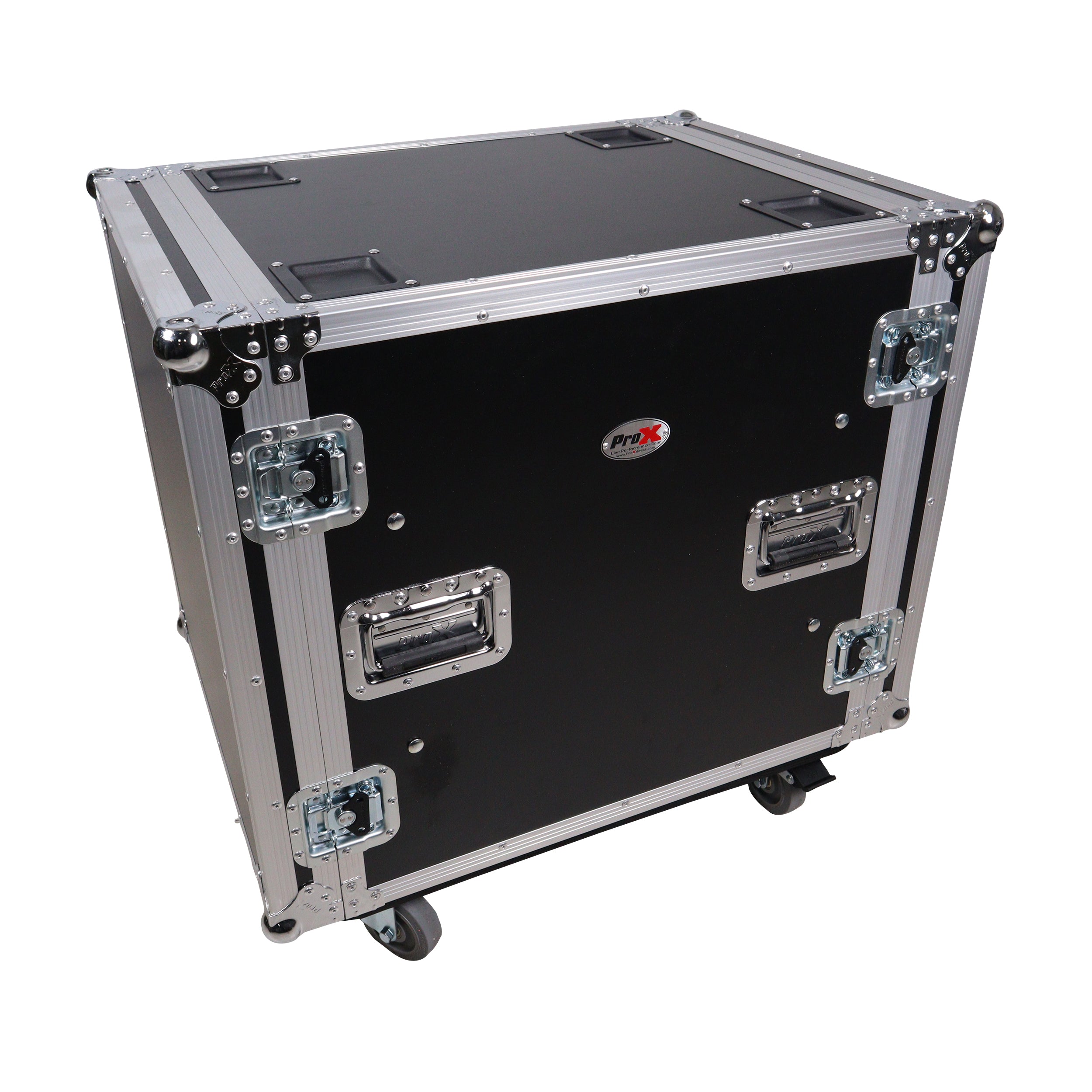 ProX 12U Space Shockproof Amp Rack ATA Flight Case 24 in. Depth with Caster Wheels