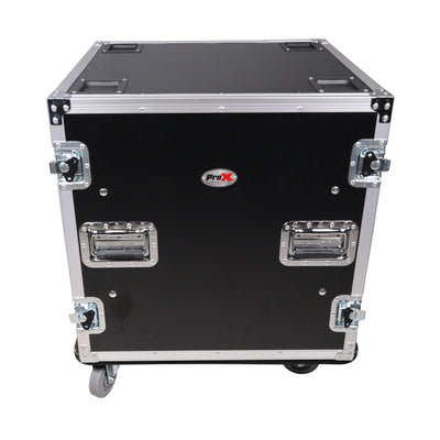 ProX 12U Space Shockproof Amp Rack ATA Flight Case 24 in. Depth with Caster Wheels