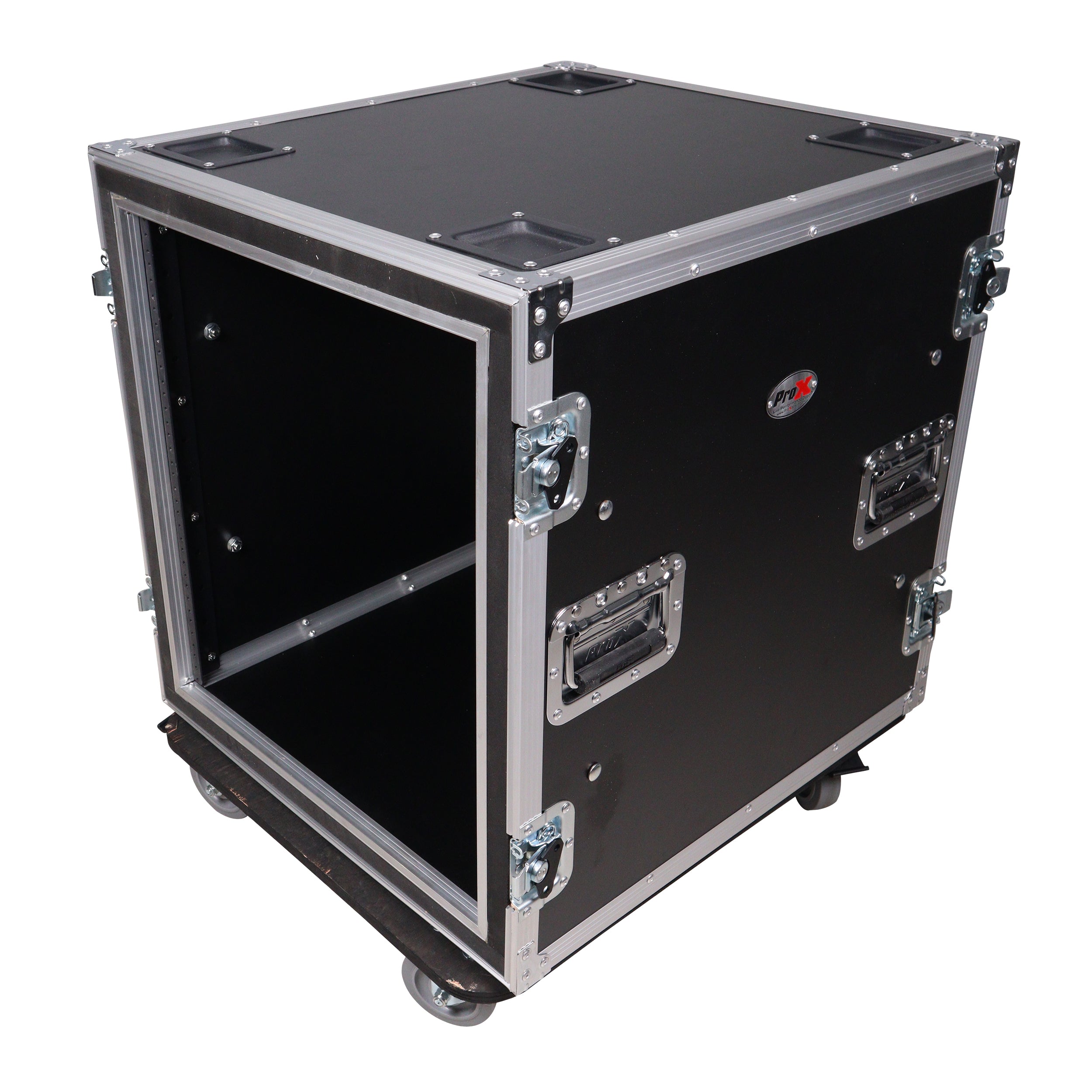 ProX 12U Space Shockproof Amp Rack ATA Flight Case 24 in. Depth with Caster Wheels