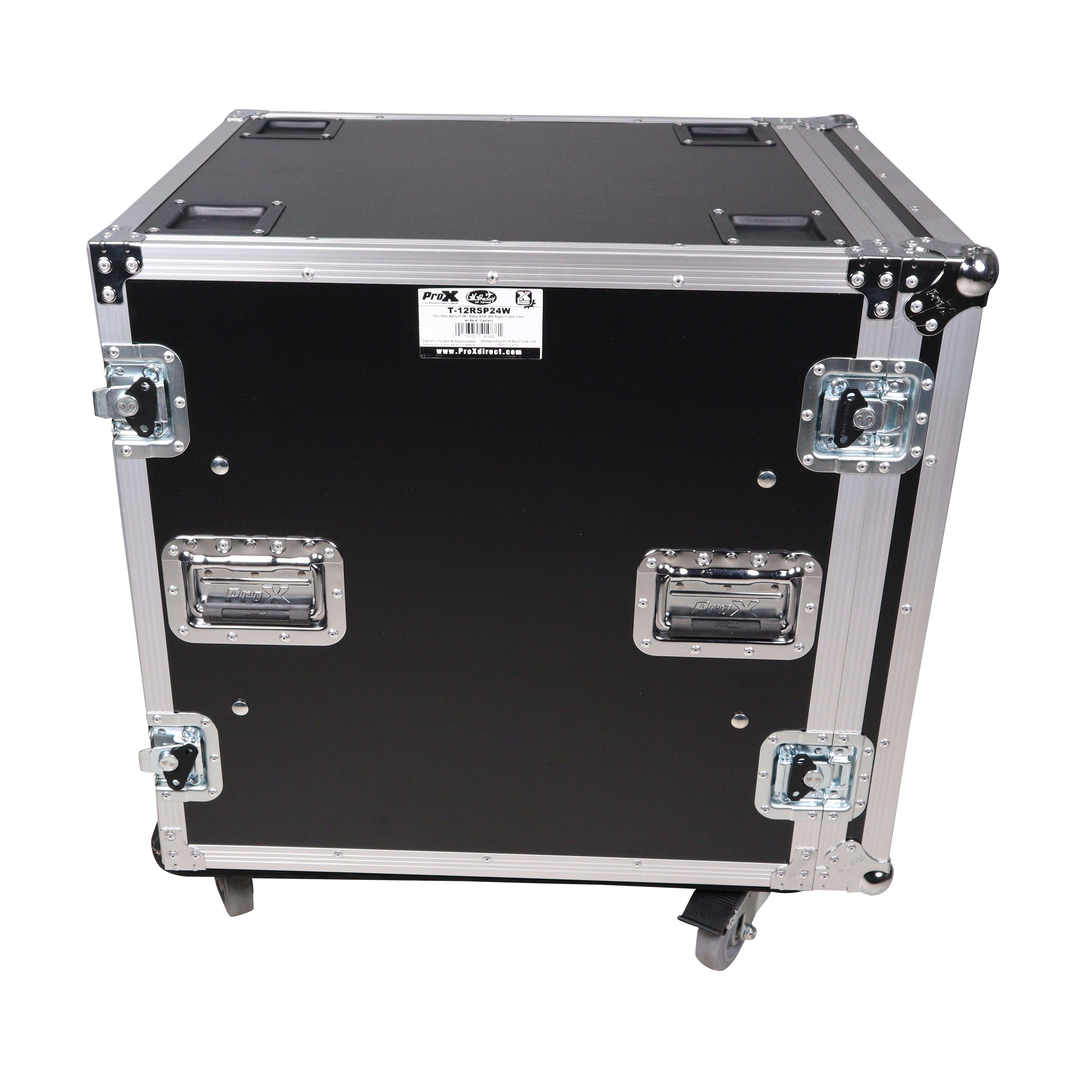ProX 12U Space Shockproof Amp Rack ATA Flight Case 24 in. Depth with Caster Wheels